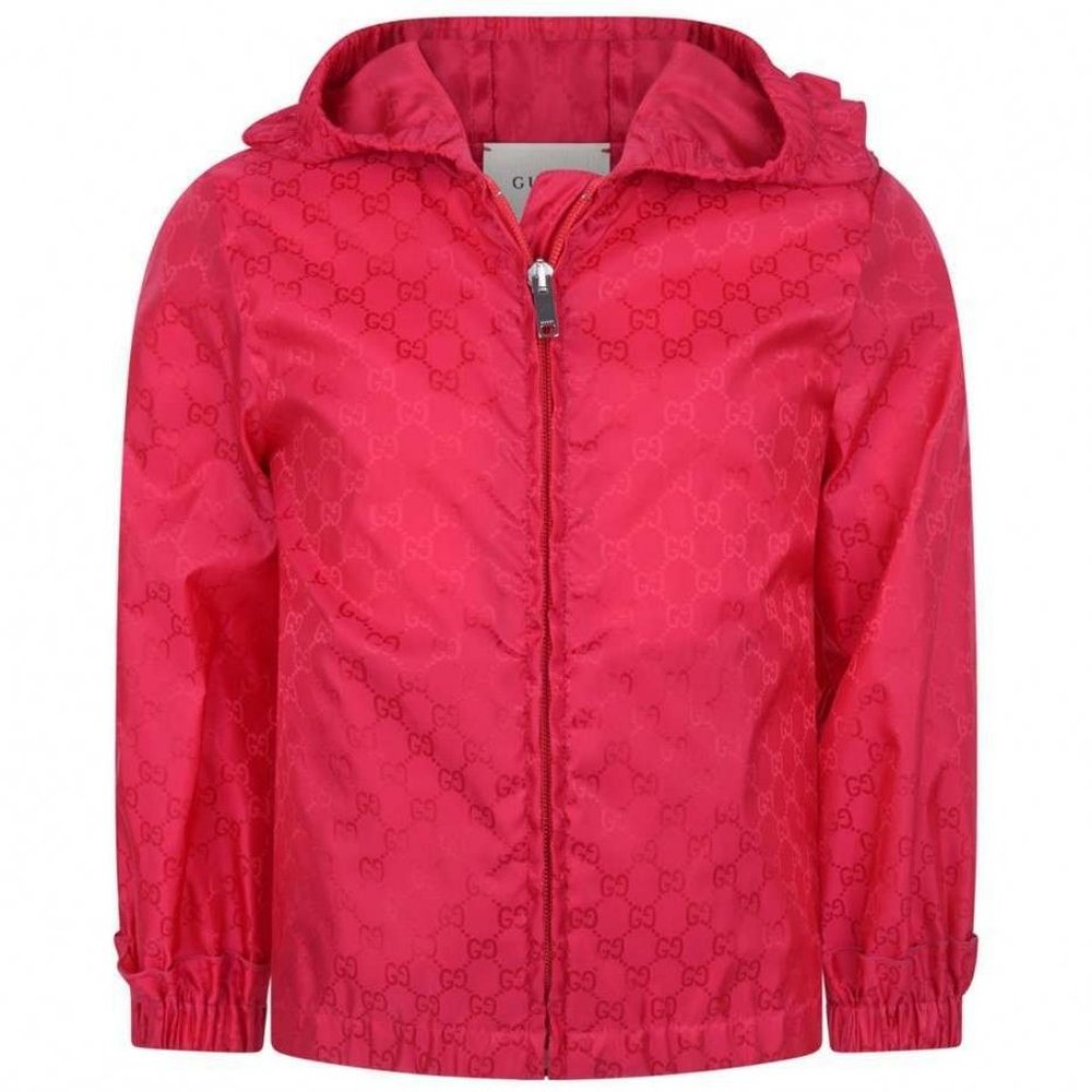 NEW GUCCI Girls Cerise GG Nylon Jacket 5 years Pink logo